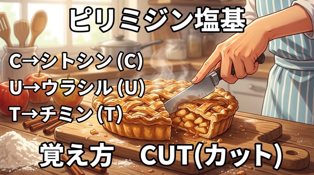 ピリミジン塩基の覚え方（ゴロ）【CUT（カット）】