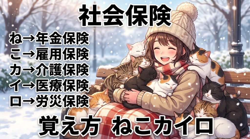 社会保険の覚え方（ゴロ）【ねこカイロ】